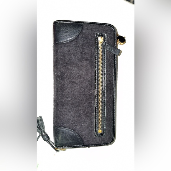 🦋Y2K Juicy Couture Velour & Leather Black and Gold Women's Long Wallet - Picture 4 of 8